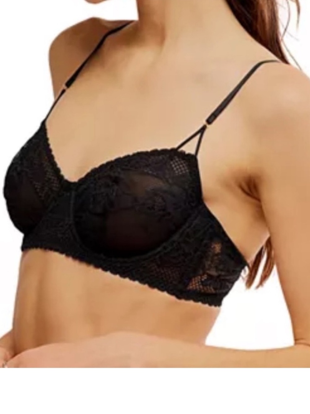 Free People 34DD Bra Intimately FP Reya Lace Underwire Bra Black lace NWT